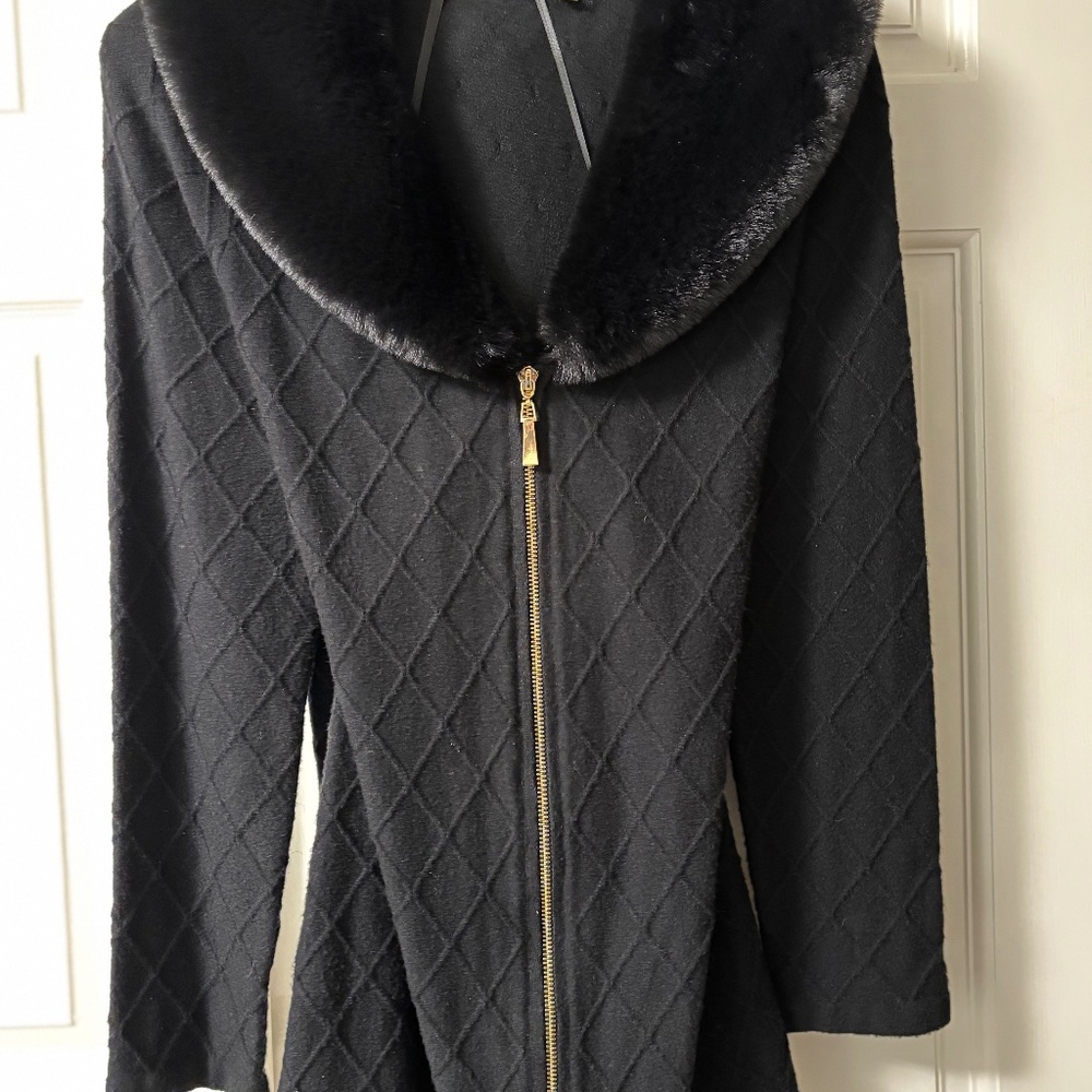 Zipped Tunic Sweater w/ Faux Fur